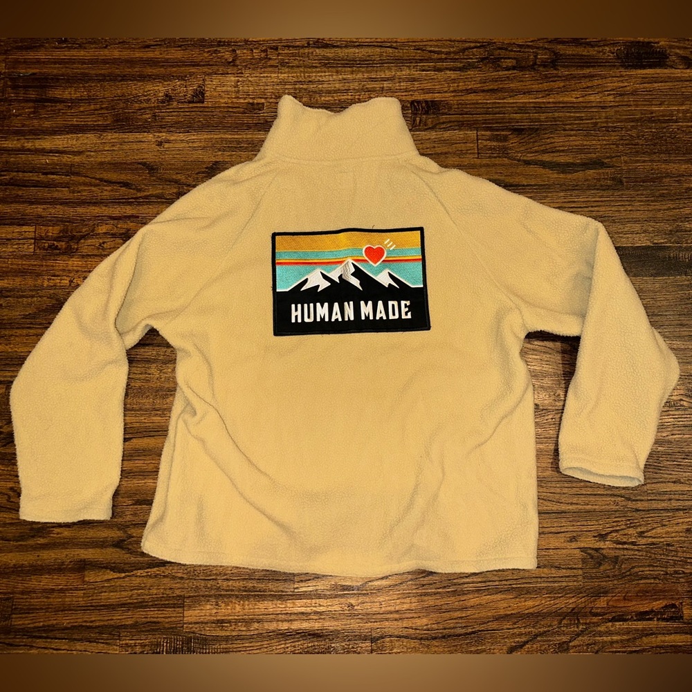 HUMAN MADE Japan Nigo Mountain Logo Fleece Jacket Size XL Polyester Camel Tan